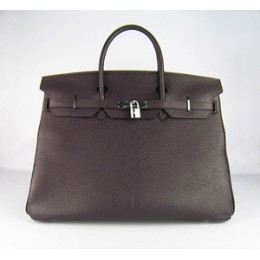 Hermes Birkin 40Cm Togo Leather Handbags Dark Coffee Silver